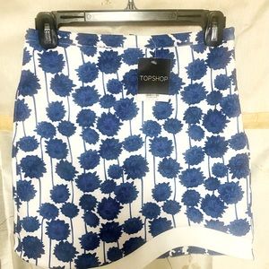 Topshop Blue Floral Mini Skirt